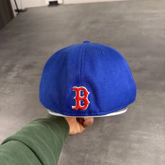 Vintage Boston Red Sox Hat New Era Cap 7 3/4 Wool Y2K Era Jumbo Patch Logo Royal